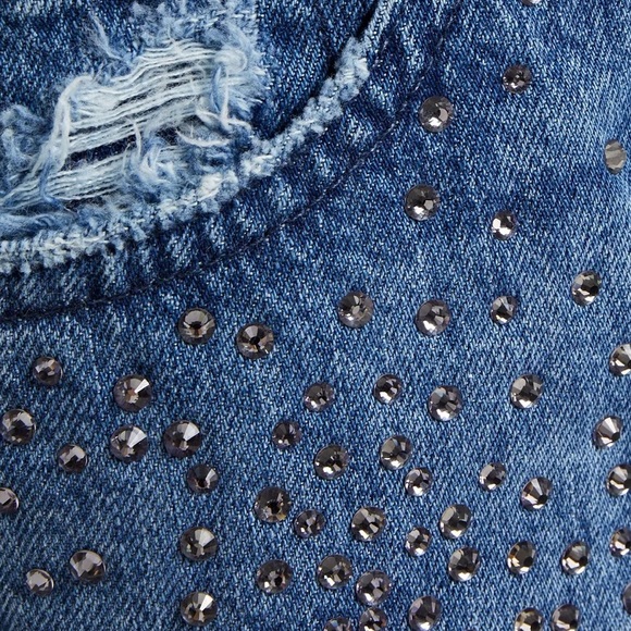 🆕 J BRAND high rise crystal embellished distressed jeans - Picture 8 of 10